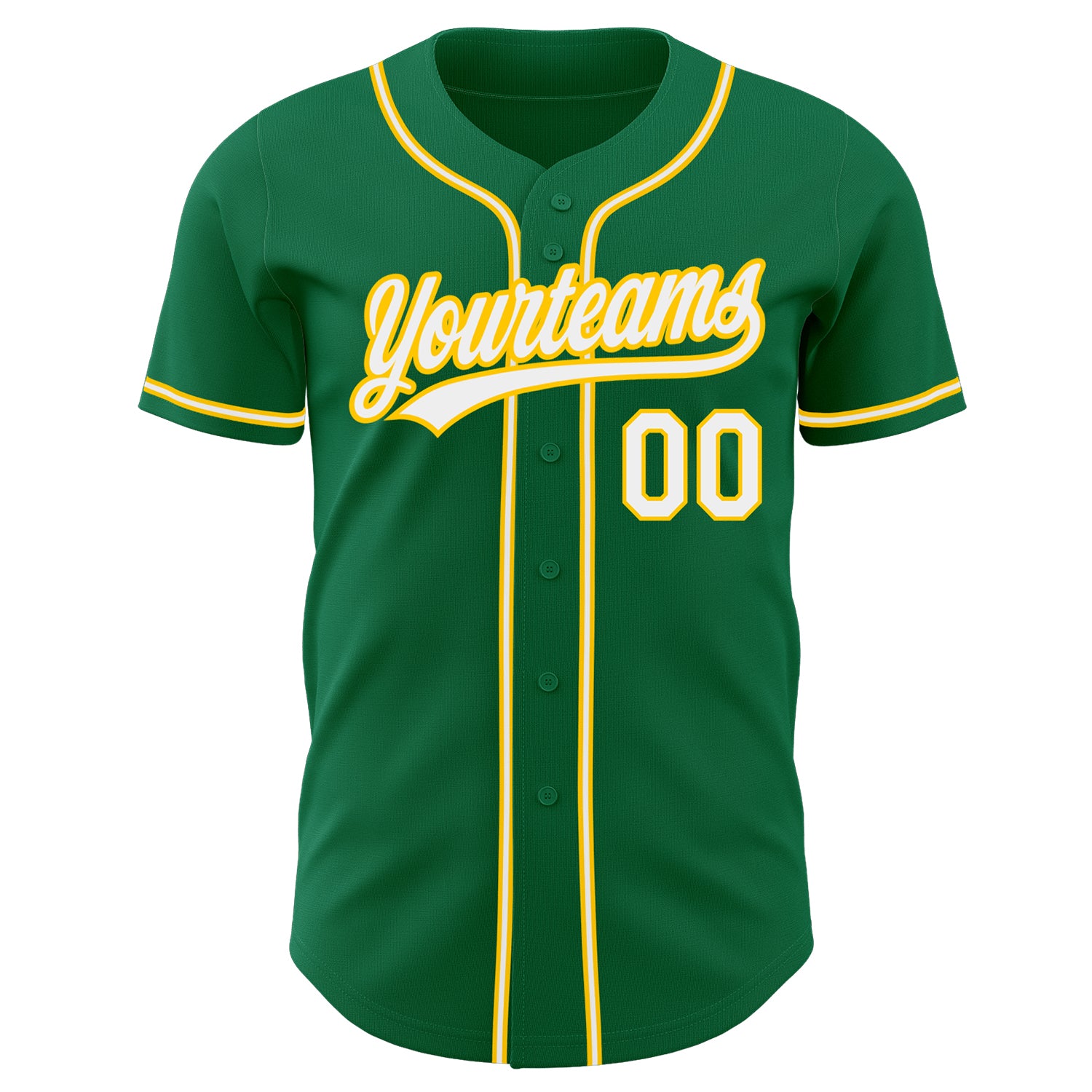 Custom Kelly Green White-Gold Authentic Baseball Jersey