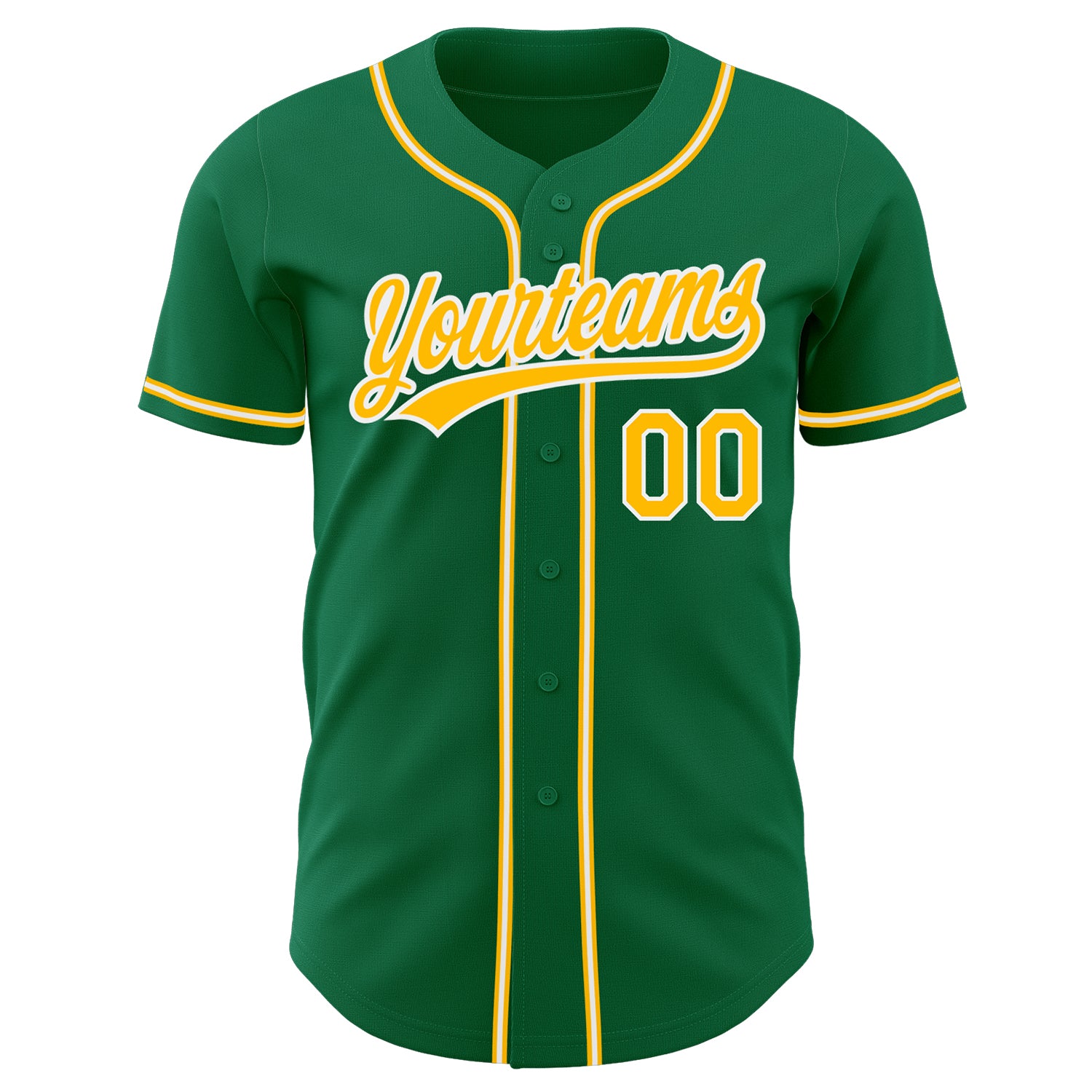 Custom White Kelly Green-Gold Personalized Baseball Jersey