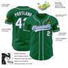 Custom Kelly Green White Royal-Gray Authentic Baseball Jersey