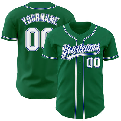 Custom Kelly Green White Royal-Gray Authentic Baseball Jersey