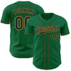 Custom Kelly Green Black-Old Gold Authentic Baseball Jersey