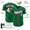 Custom Kelly Green White-Pink Authentic Baseball Jersey