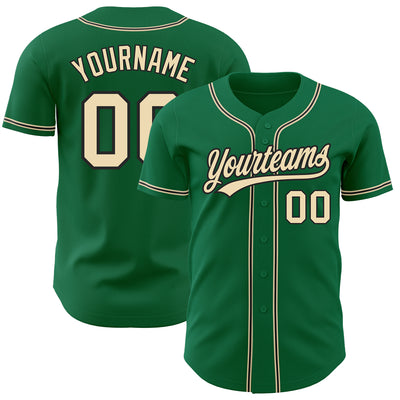 Custom Kelly Green City Cream-Black Authentic Baseball Jersey