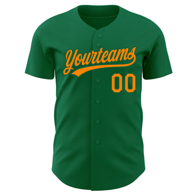 Custom Kelly Green Bay Orange Authentic Baseball Jersey