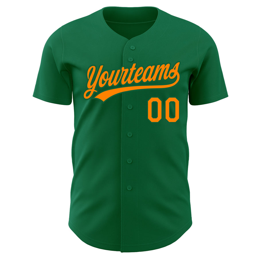 Custom Kelly Green Bay Orange Authentic Baseball Jersey