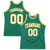 Custom Kelly Green White Pinstripe White-Gold Authentic Basketball Jersey