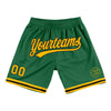 Custom Kelly Green Gold-Black Authentic Throwback Basketball Shorts