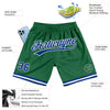 Custom Kelly Green Royal-White Authentic Throwback Basketball Shorts