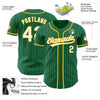 Custom Kelly Green White Pinstripe Gold Authentic Baseball Jersey