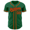 Custom Kelly Green Black Pinstripe Orange Authentic Baseball Jersey