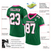 Custom Kelly Green White-Pink Mesh Authentic Football Jersey