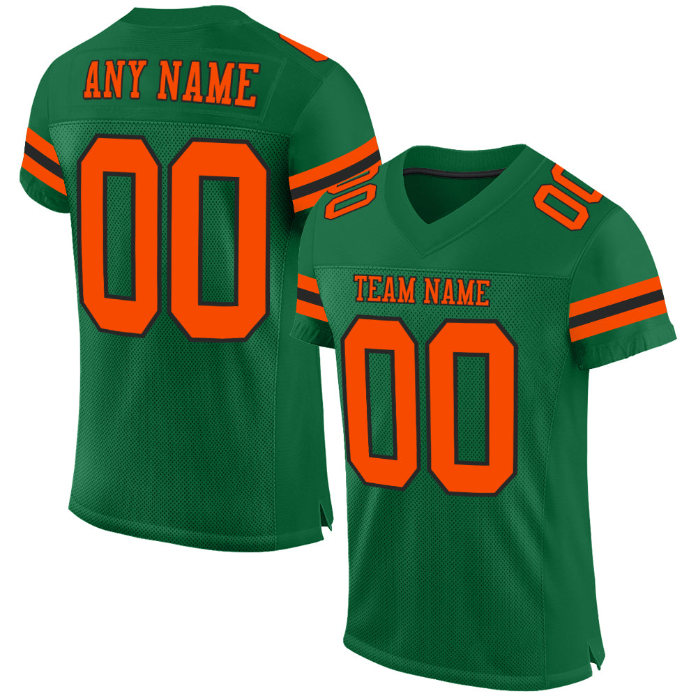 Custom Black Kelly Green-White Mesh Authentic Football Jersey