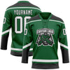 Custom Kelly Green White-Black Hockey Lace Neck Jersey