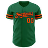 Custom Kelly Green Orange-Black Authentic Baseball Jersey