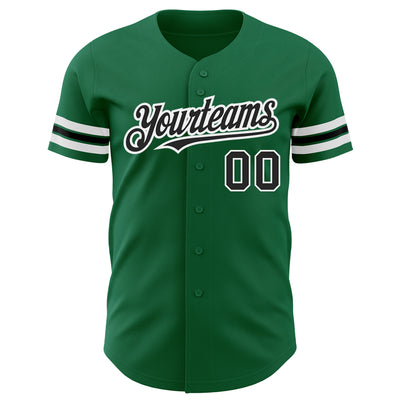 Custom Kelly Green Black-White Authentic Baseball Jersey