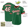 Custom Kelly Green White-Red Authentic Throwback Baseball Jersey