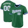 Custom Kelly Green White-Royal Authentic Throwback Baseball Jersey