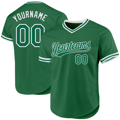 Custom Kelly Green White Authentic Throwback Baseball Jersey