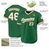 Custom Kelly Green White-Old Gold Authentic Throwback Baseball Jersey