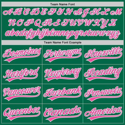 Custom Kelly Green Pink-White Authentic Throwback Baseball Jersey