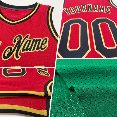 Custom Kelly Green White-Gold Authentic Throwback Basketball Jersey