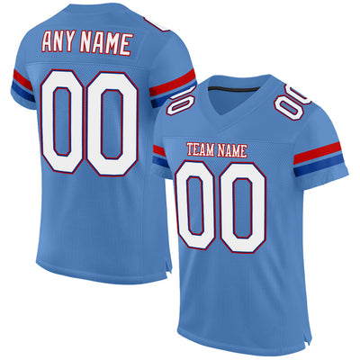 Custom Light Blue White-Royal Mesh Authentic Football Jersey