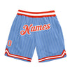 Custom Light Blue White Pinstripe Orange-White Authentic Basketball Shorts