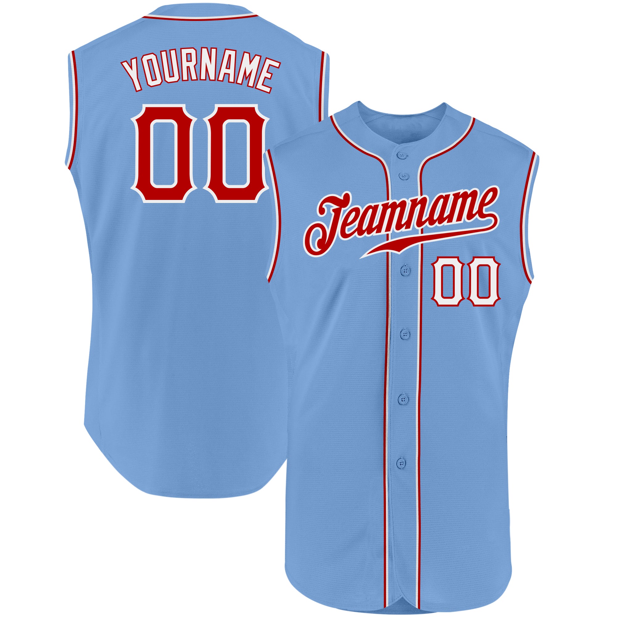 Custom Red Light Blue-White Authentic Baseball Jersey