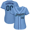 Custom Light Blue Navy Pinstripe Navy-Teal Authentic Baseball Jersey