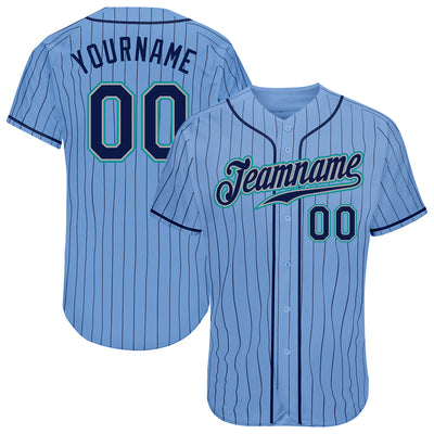 Cheap Custom White Teal Pinstripe Teal-Navy Authentic Baseball Jersey Free  Shipping – CustomJerseysPro