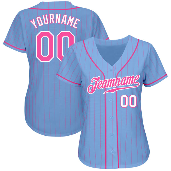 Custom Own Pink White Light Blue Authentic Baseball Stitched Jersey Free  Shipping – Fiitg