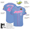 Custom Light Blue Pink Pinstripe Pink-White Authentic Baseball Jersey