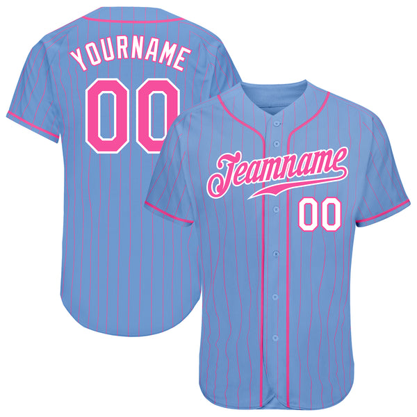 Custom White Pink-Light Blue Authentic Classic Baseball Jersey –  ZhongXingHuiTian