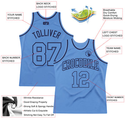 Custom Light Blue Light Blue-Navy Authentic Throwback Basketball Jersey