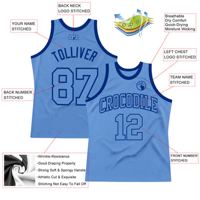 Custom Light Blue Light Blue-Royal Authentic Throwback Basketball Jersey