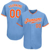 Custom Light Blue Orange-White Authentic Baseball Jersey