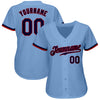 Custom Light Blue Navy-Red Authentic Baseball Jersey