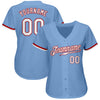 Custom Light Blue White-Red Authentic Baseball Jersey