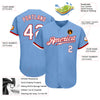 Custom Light Blue White-Red Authentic Baseball Jersey