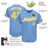 Custom Light Blue Gold-White Authentic Baseball Jersey