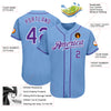 Custom Light Blue Purple-White Authentic Baseball Jersey