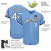 Custom Light Blue White-Black Authentic Baseball Jersey