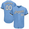 Custom Light Blue White-Black Authentic Baseball Jersey