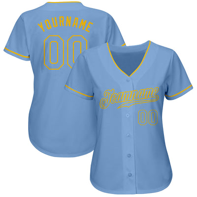 Custom Light Blue Light Blue-Gold Authentic Baseball Jersey