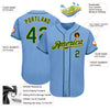 Custom Light Blue Green-Gold Authentic Baseball Jersey