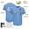 Custom Light Blue White-Navy Authentic Baseball Jersey