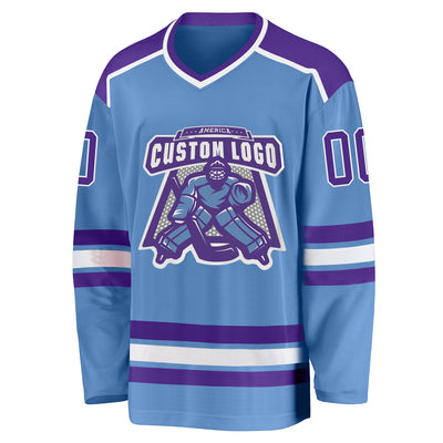 Custom Purple Hockey Jersey Gold-White - FansIdea