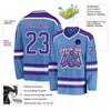 Custom Light Blue Purple-White Hockey Jersey