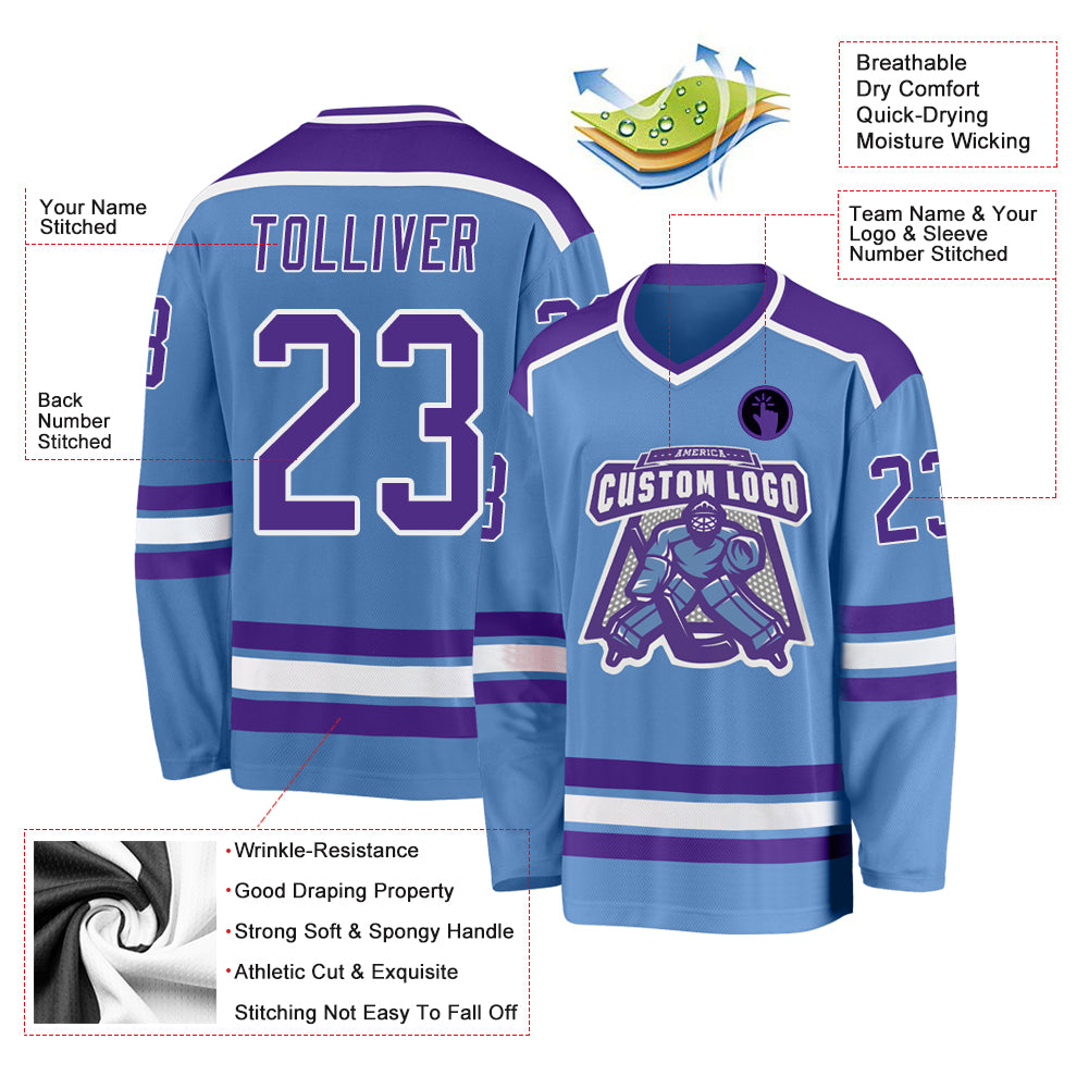Custom Purple Hockey Jerseys, Hockey Uniforms For Your Team