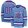 Custom Light Blue Purple-White Hockey Jersey